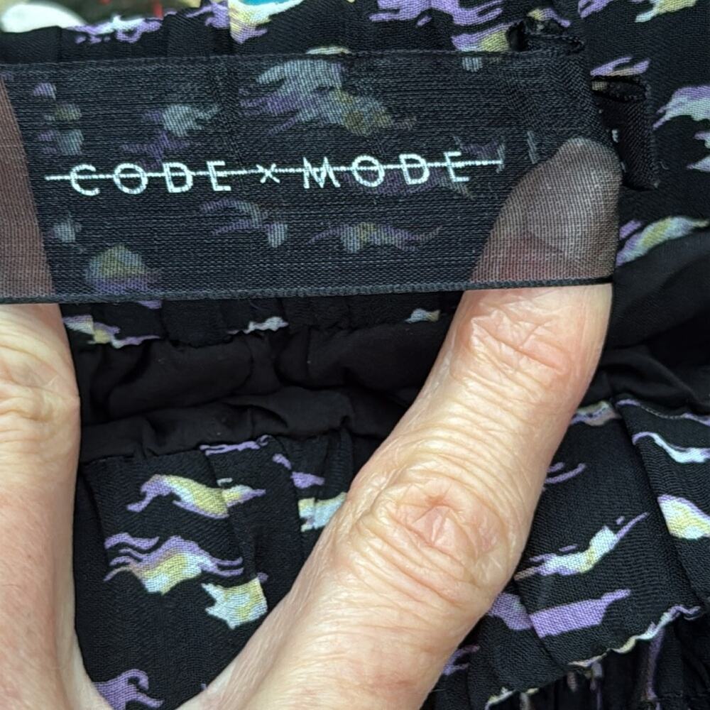 Code X Mode Black Splotch Pattern Smocked Waist S… - image 5